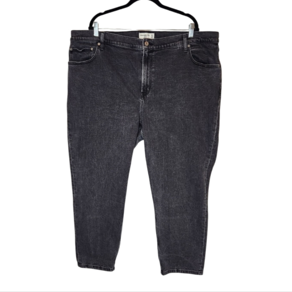 Abercrombie & Fitch The Mom High Rise Faded Black Jeans 36/22 R